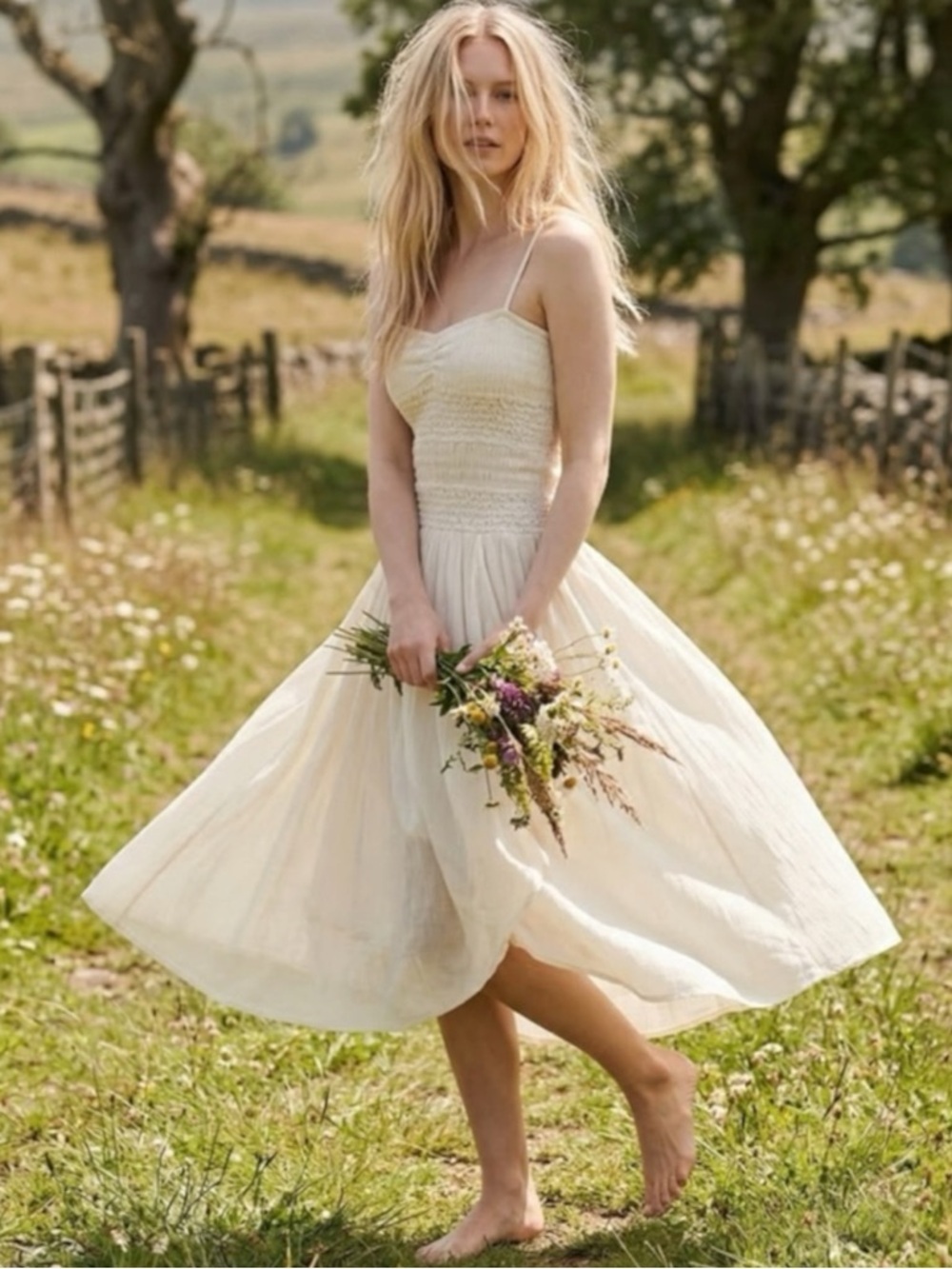 Free People Ethereal Fairy Sparkling Moment Midi Dress in White Size XL